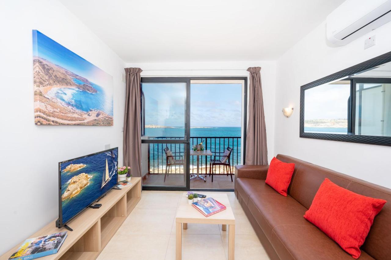 Islet Promenade Seafront 1 Bedroom Apartment With Sea View Balcony By Getawaysmalta San Pawl il-Baħar Kültér fotó
